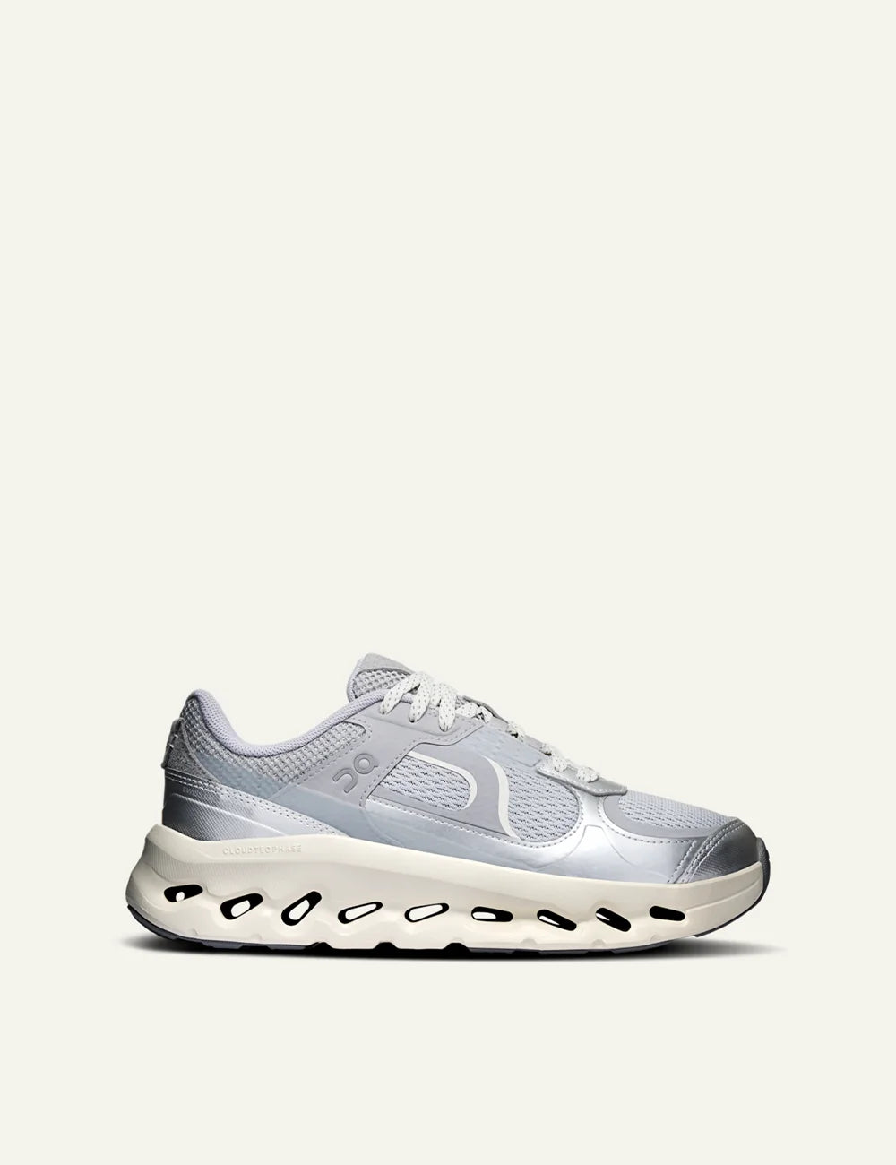 On women's light grey mesh sneakers with chunky cushioned sole