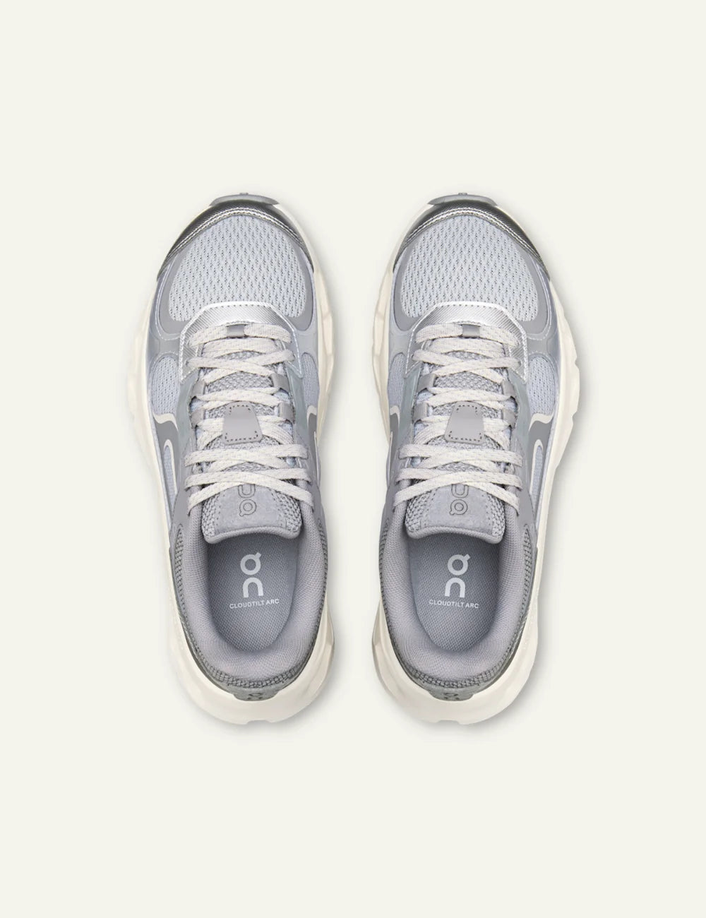 On women's light grey mesh sneakers with chunky cushioned sole top