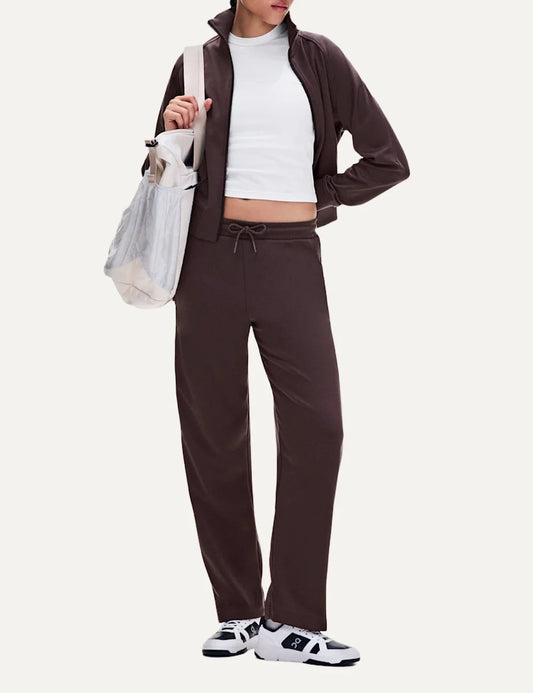 ON women's Mulberry brown tennis-inspired pants with elastic waist