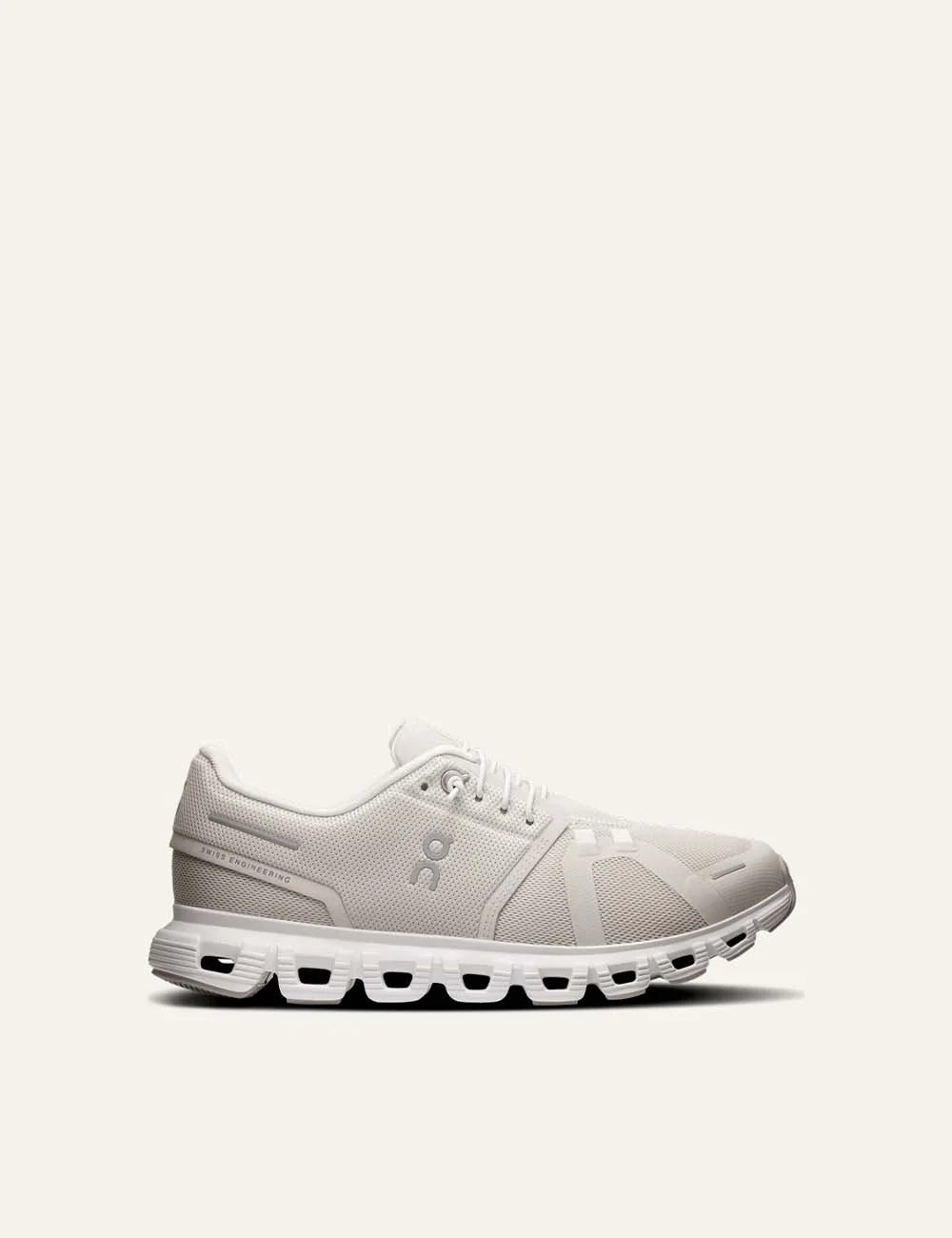 Women's On Cloud 6 Pearl White sneakers with CloudTec cushioning and Speed Lacing