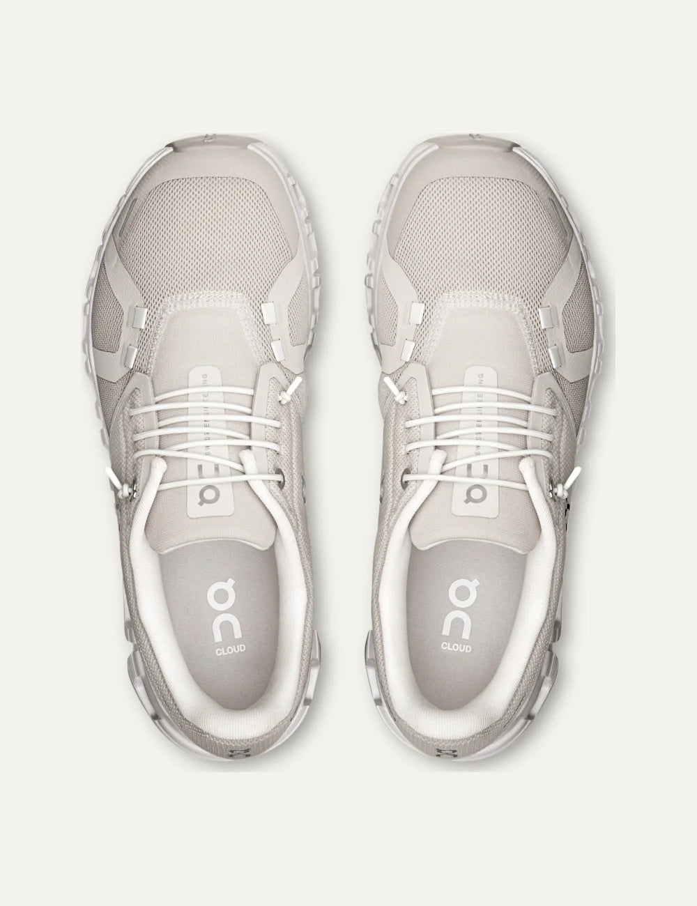 Women's On Cloud 6 Pearl White sneakers with CloudTec cushioning and Speed Lacing top