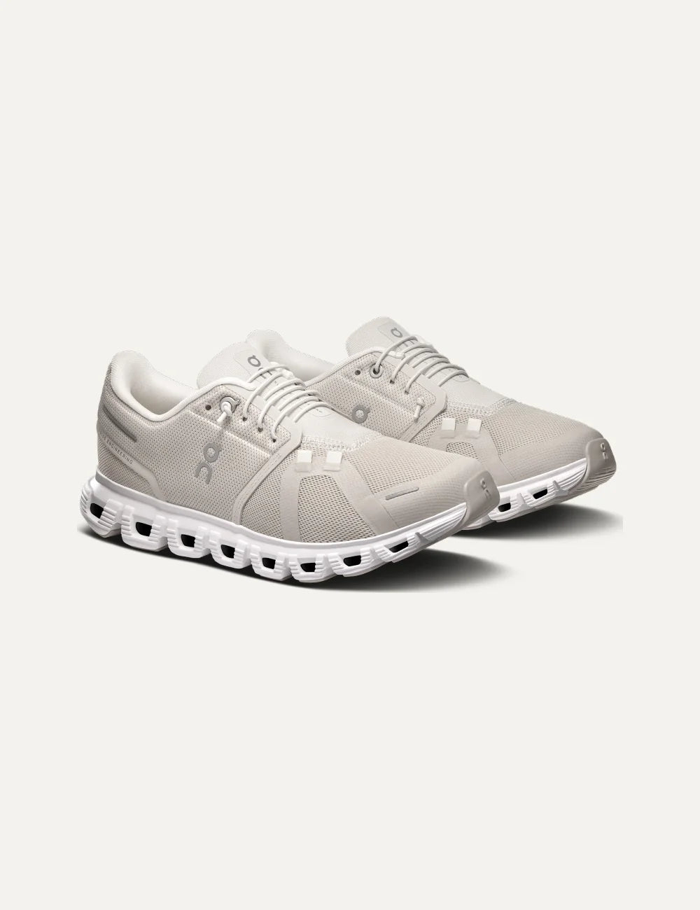Women's On Cloud 6 Pearl White sneakers with CloudTec cushioning and Speed Lacing profile