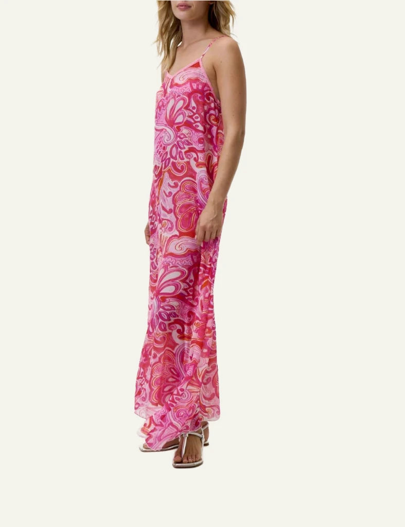 One Season Antoinette maxi dress pink paisley straps side