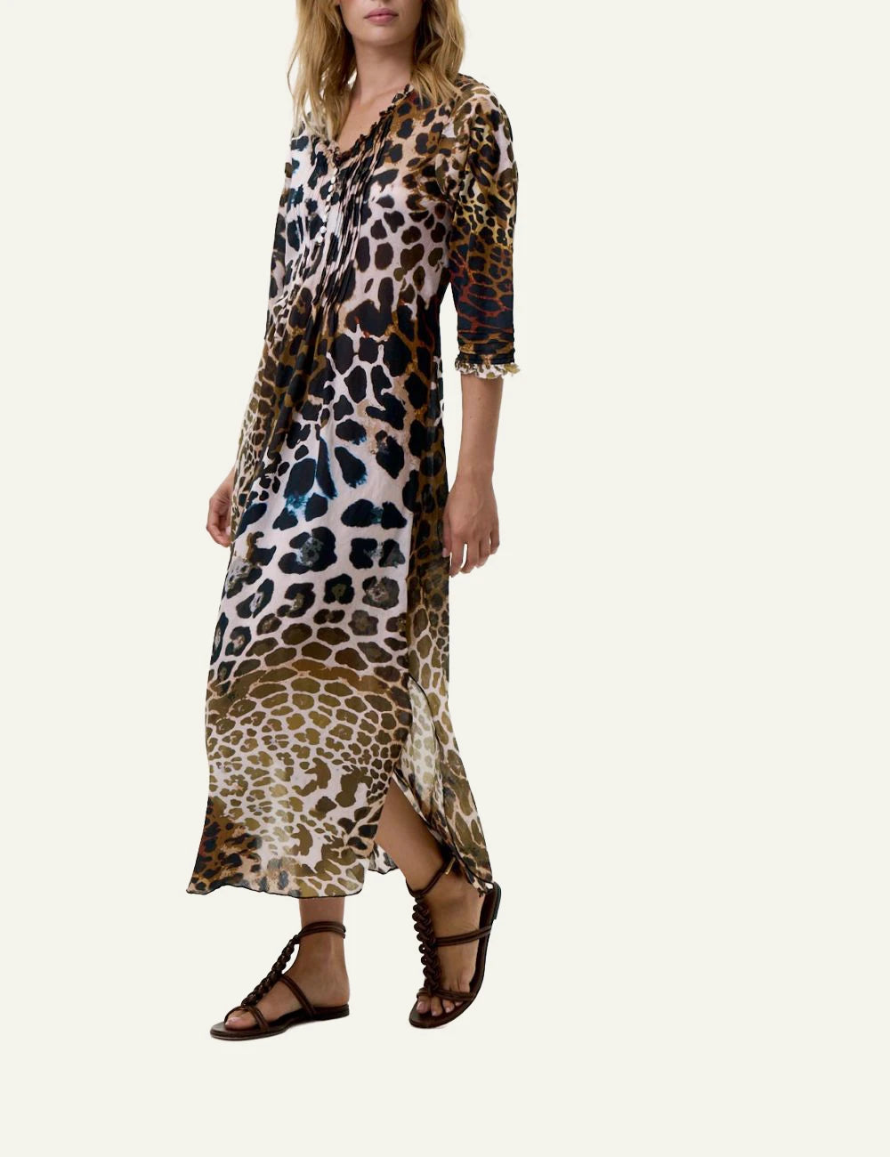 one season long poppy dress leopard print side view