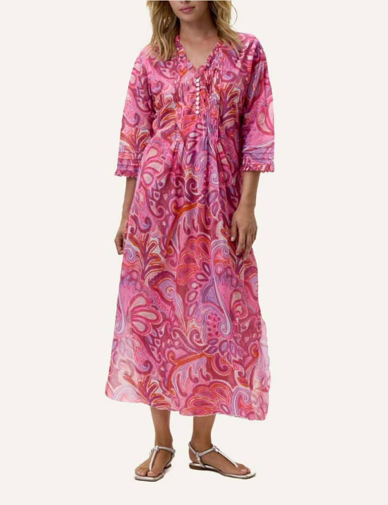 One Season poppy maxi dress pink paisley boho front