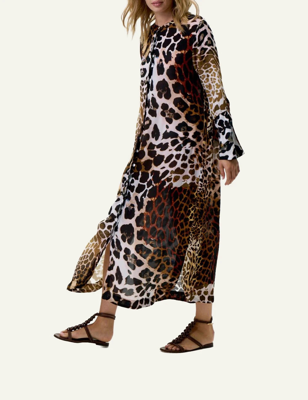 one season india maxi dress leopard print side view