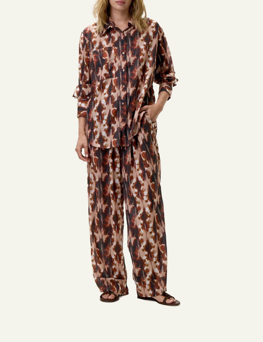one season claudia shirt brown abstract oversized front view