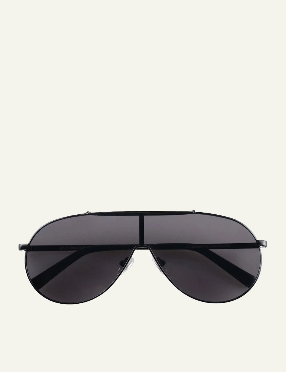 os sunglasses aviator black frame grey lens front detail view