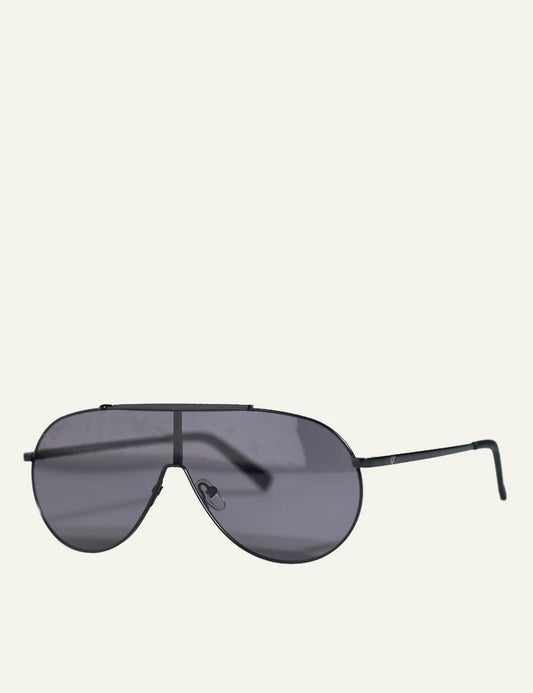 os sunglasses aviator black frame grey lens side view
