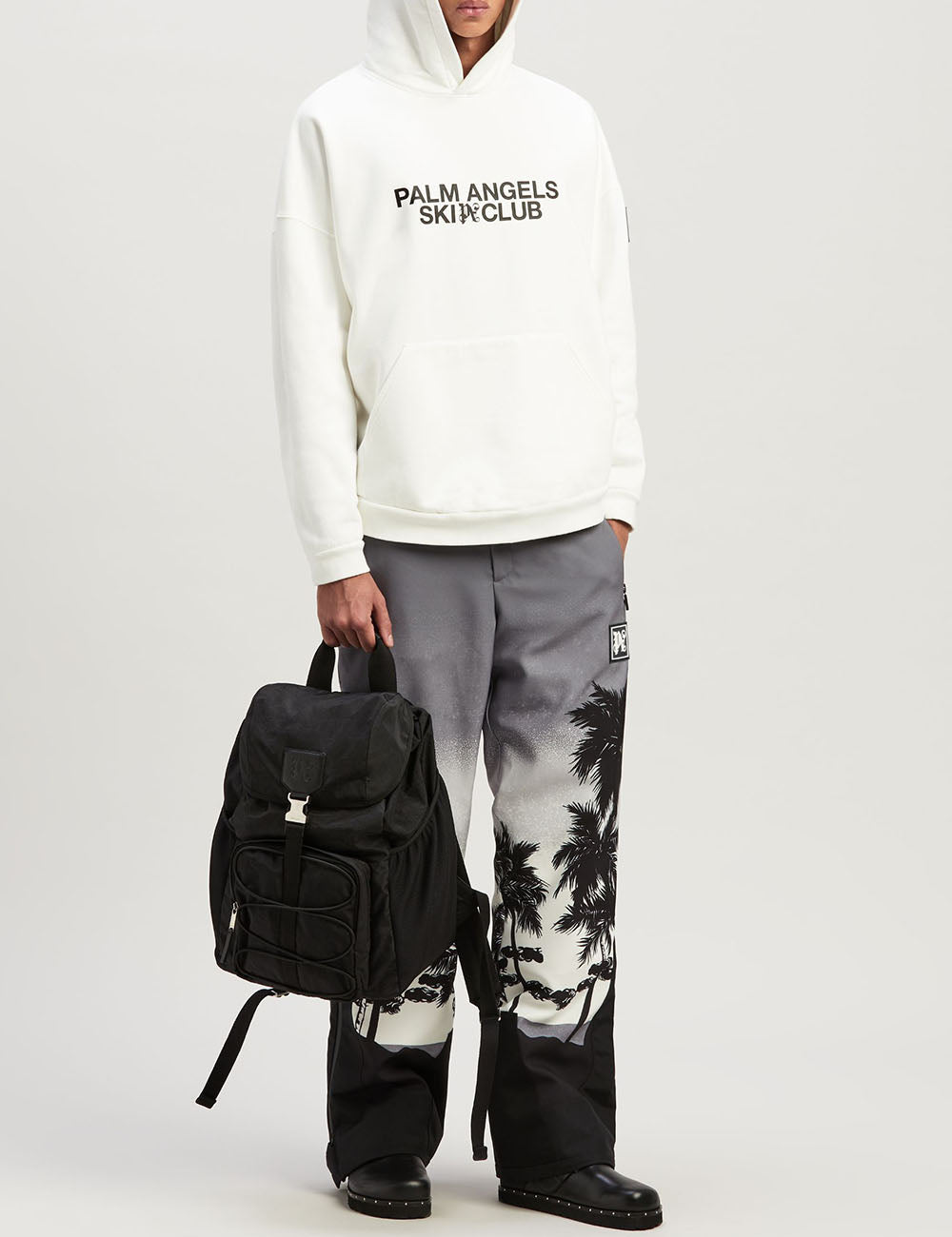 PALM ANGELS BUCKLE MONOGRAM BACKPACK PALM ANGELS