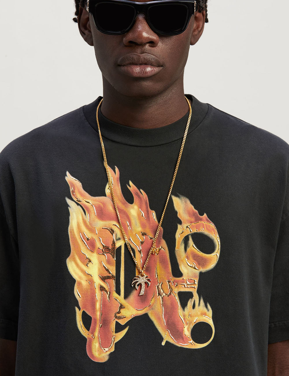 PALM ANGELS BURNING MONOGRAM TEE PALM ANGELS