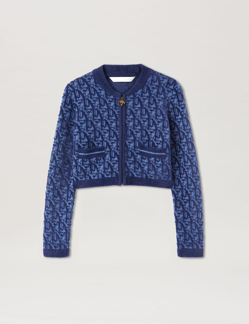 PALM ANGELS MONOGRAM JACQUARD CARDIGAN PALM ANGELS