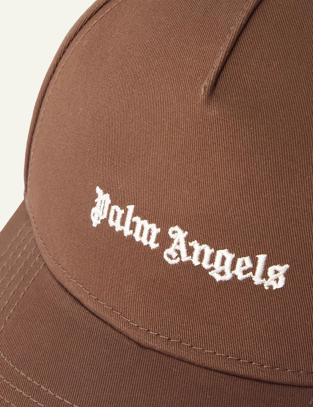 palm angels cap brown logo detail view
