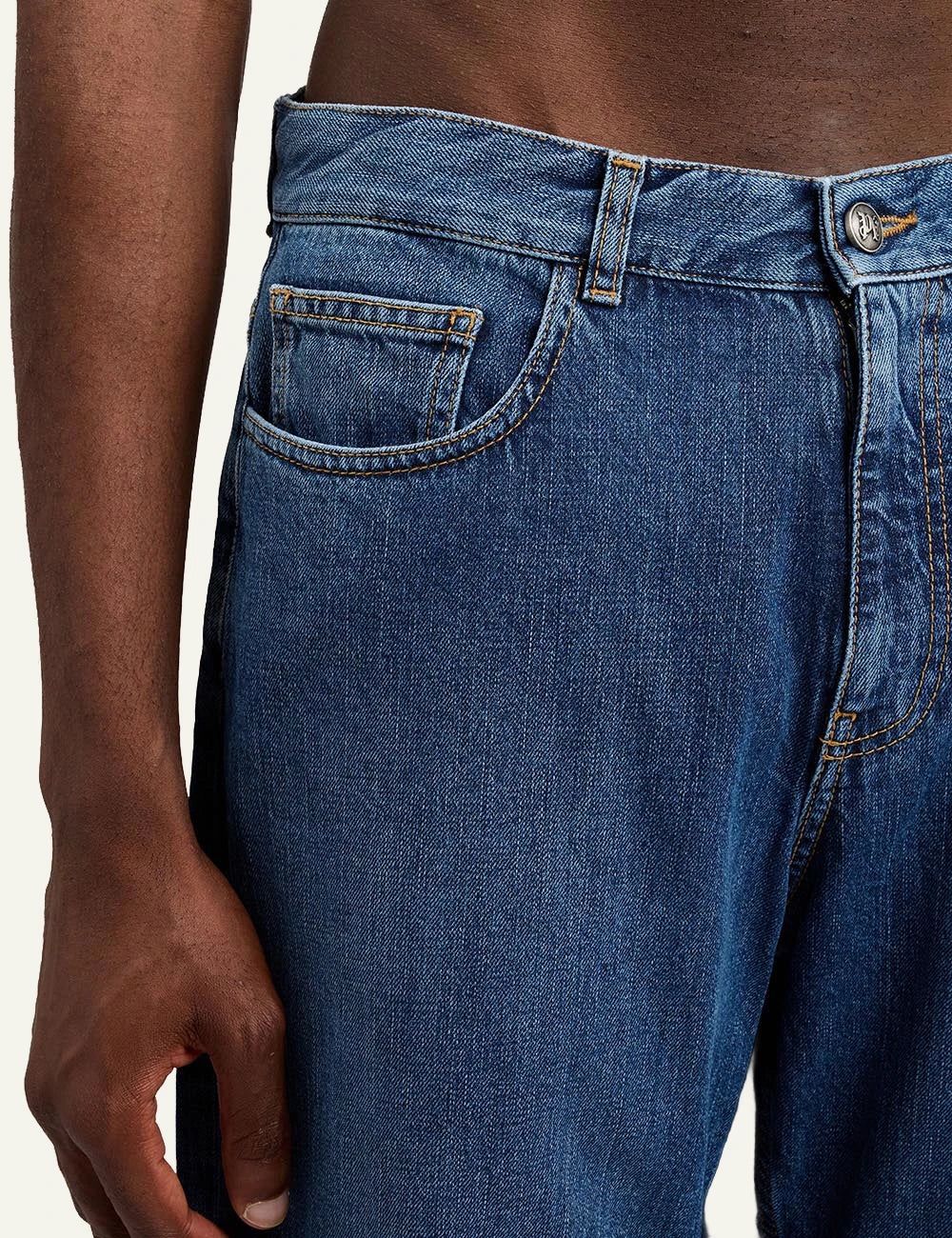 palm angels jeans wide leg blue front detail view