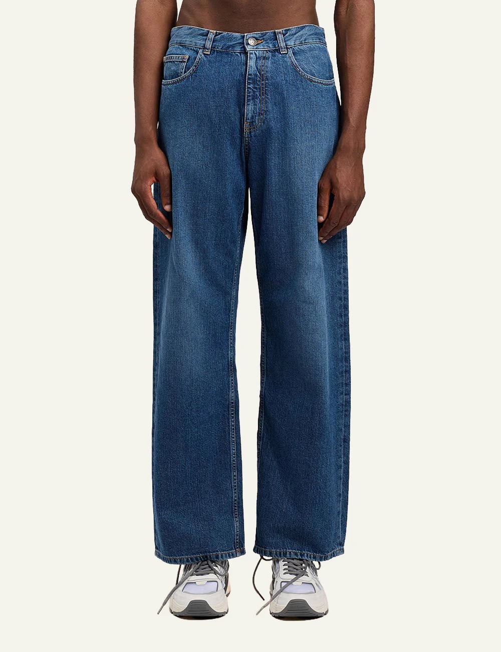 palm angels jeans wide leg blue front model view
