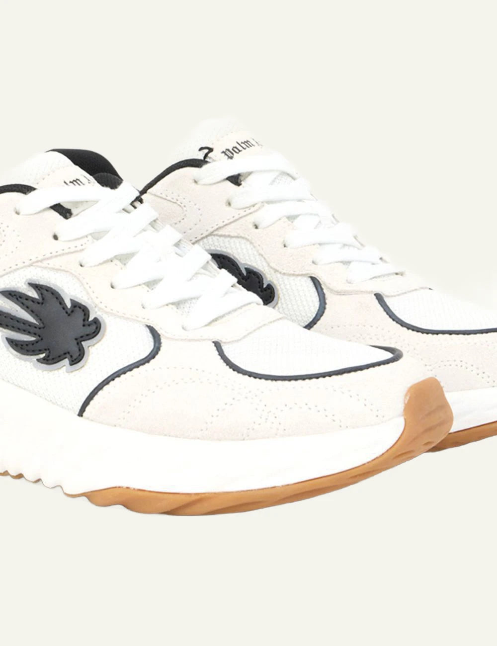 Palm Angels Minster Sneakers white black low-top lace-up angled pair view