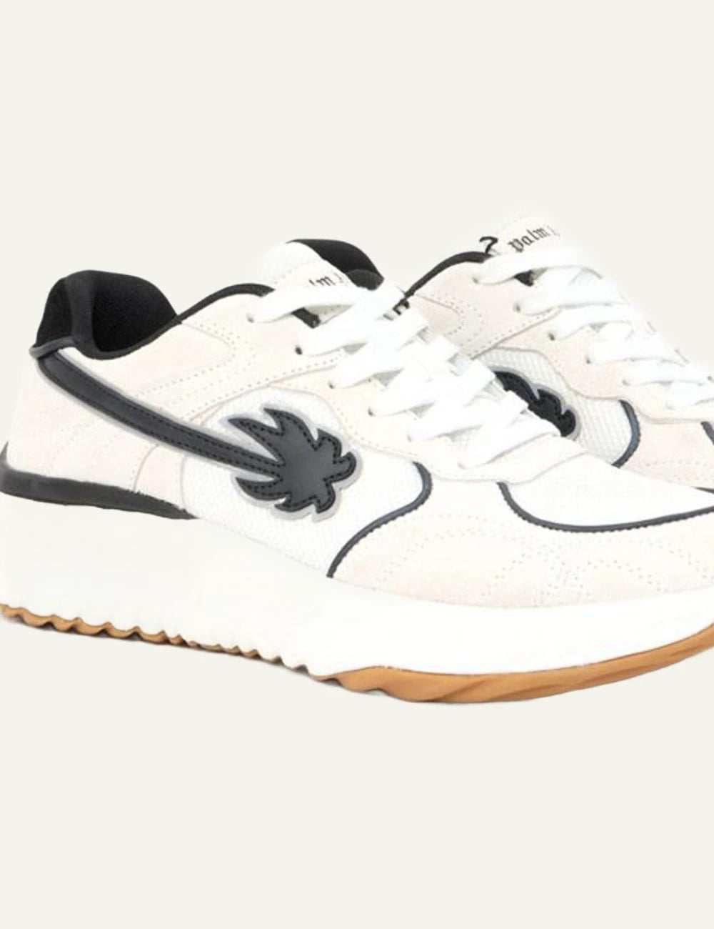 Palm Angels Minster Sneakers white black low-top lace-up detail pair view