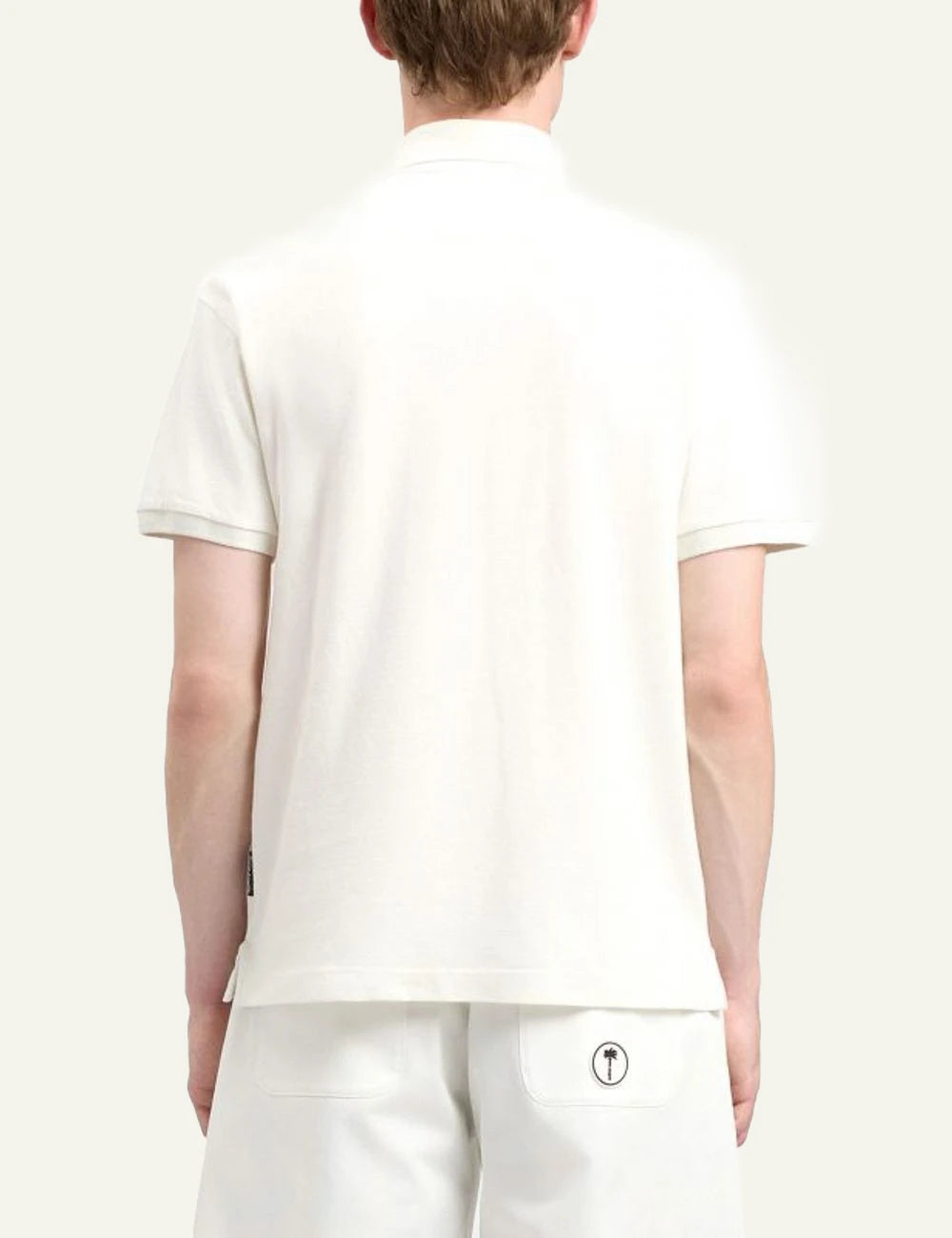 Palm Angels polo off white short sleeve tree logo chest back view