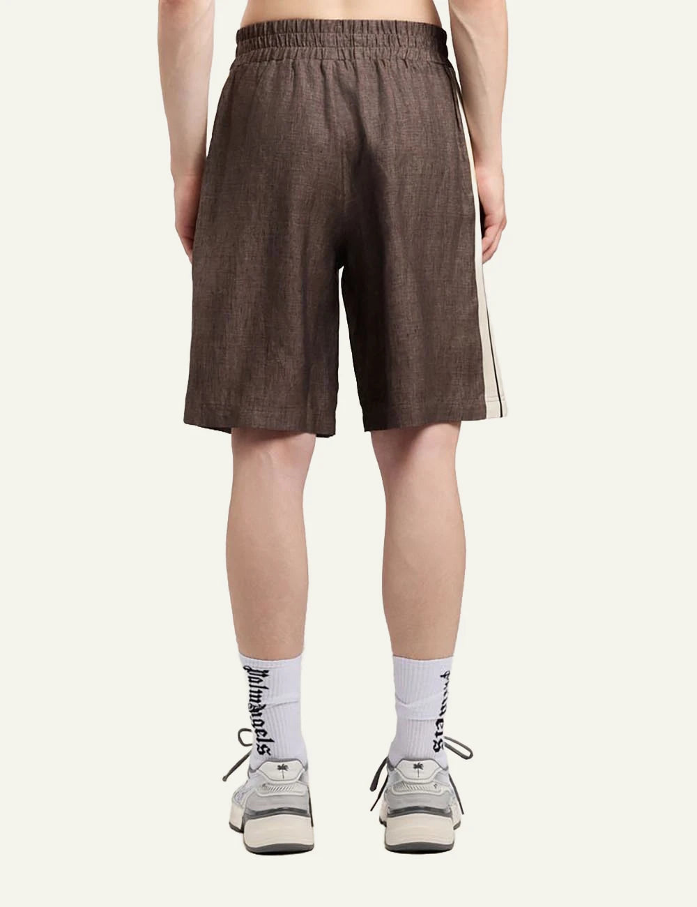 palm angels shorts brown stripe logo back view
