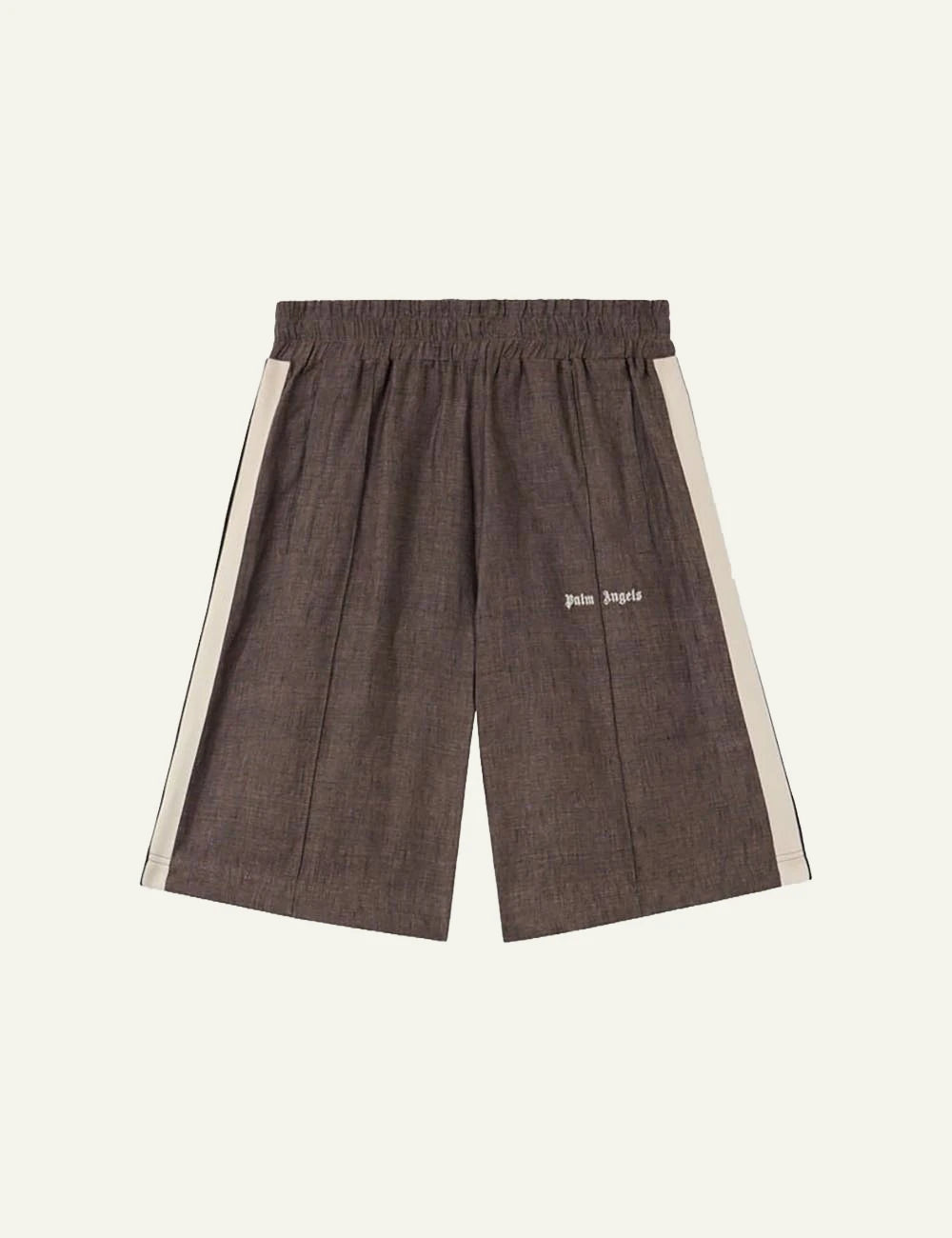 palm angels shorts brown stripe logo front flat view