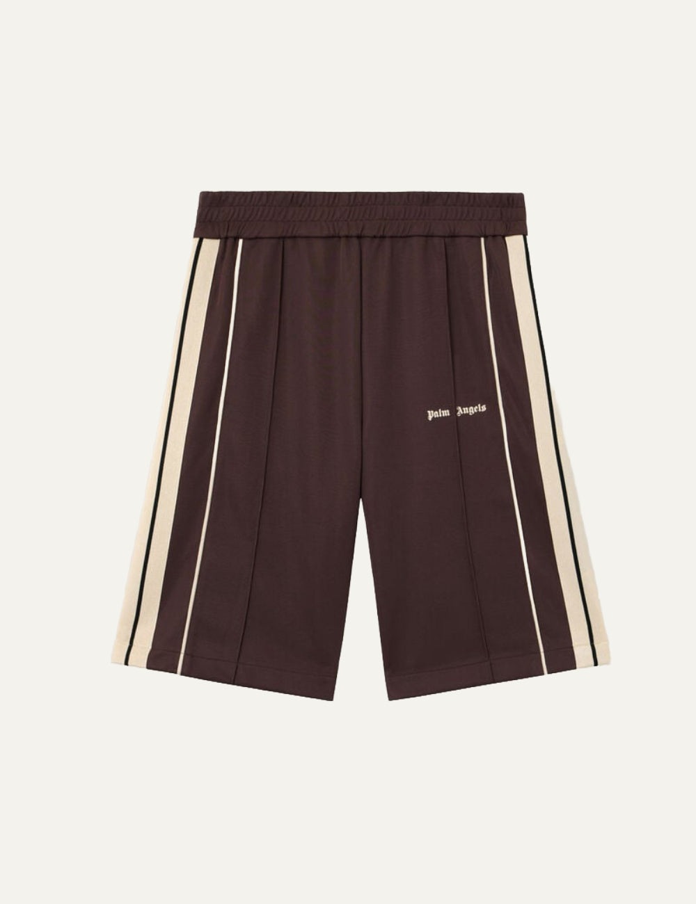 palm angels shorts brown stripe logo front flat view