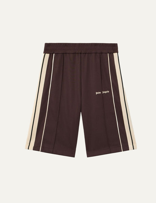 palm angels shorts brown stripe logo front flat view
