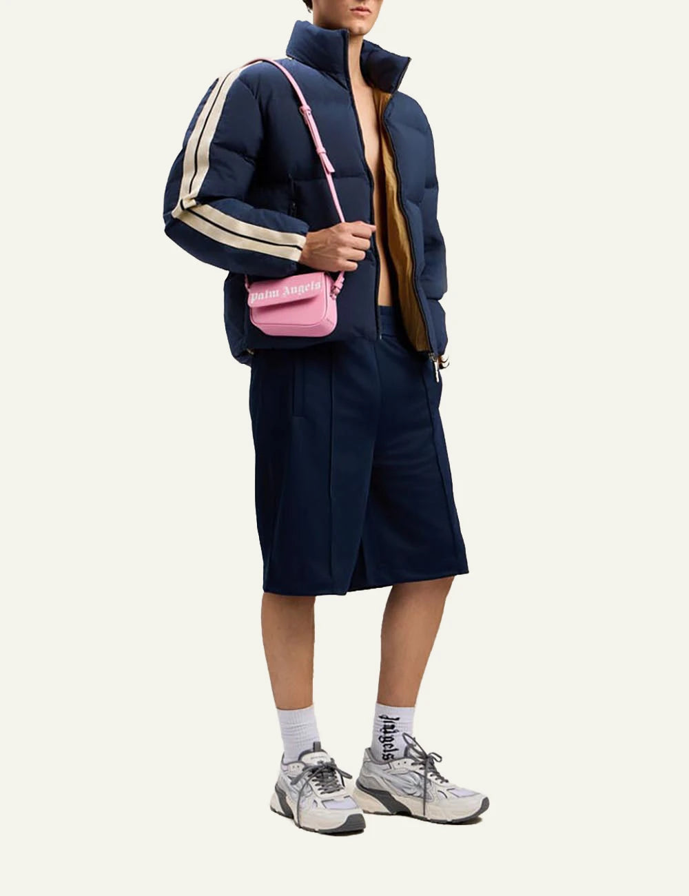 palm angels shorts navy front full body view