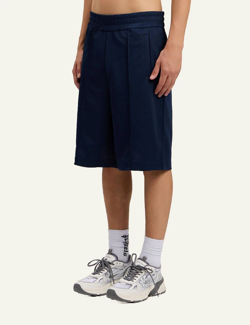 palm angels shorts navy front side view