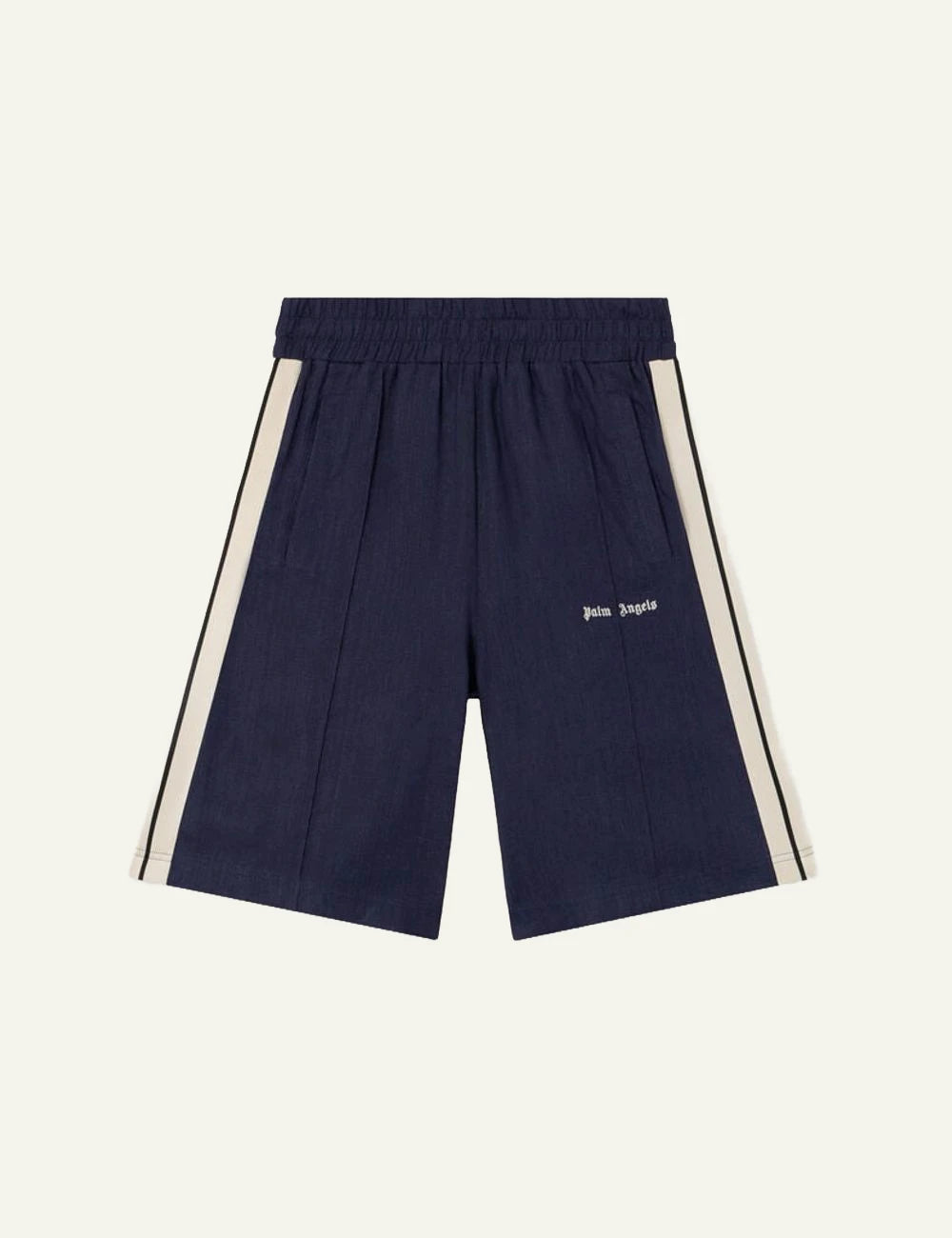 palm angels shorts navy stripe logo front flat view