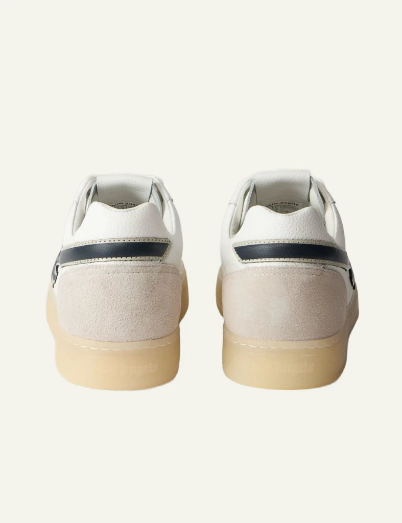 Palm Angels leather sneakers white low top side logo detail back pair view