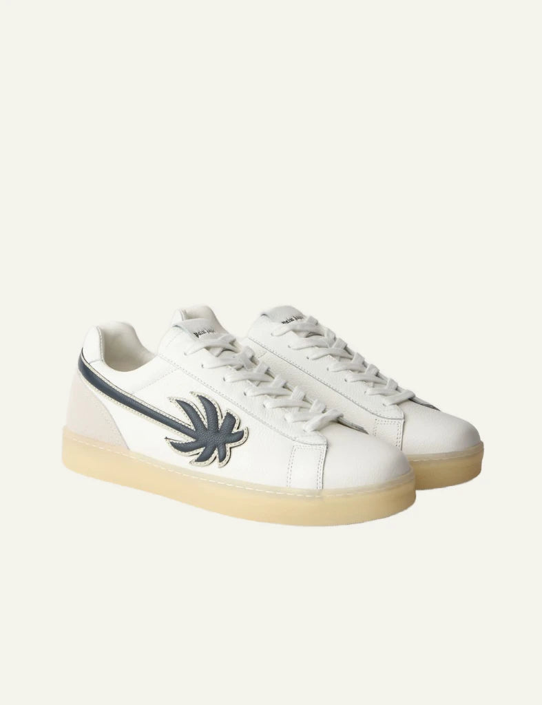 Palm Angels leather sneakers white low top side logo front pair view