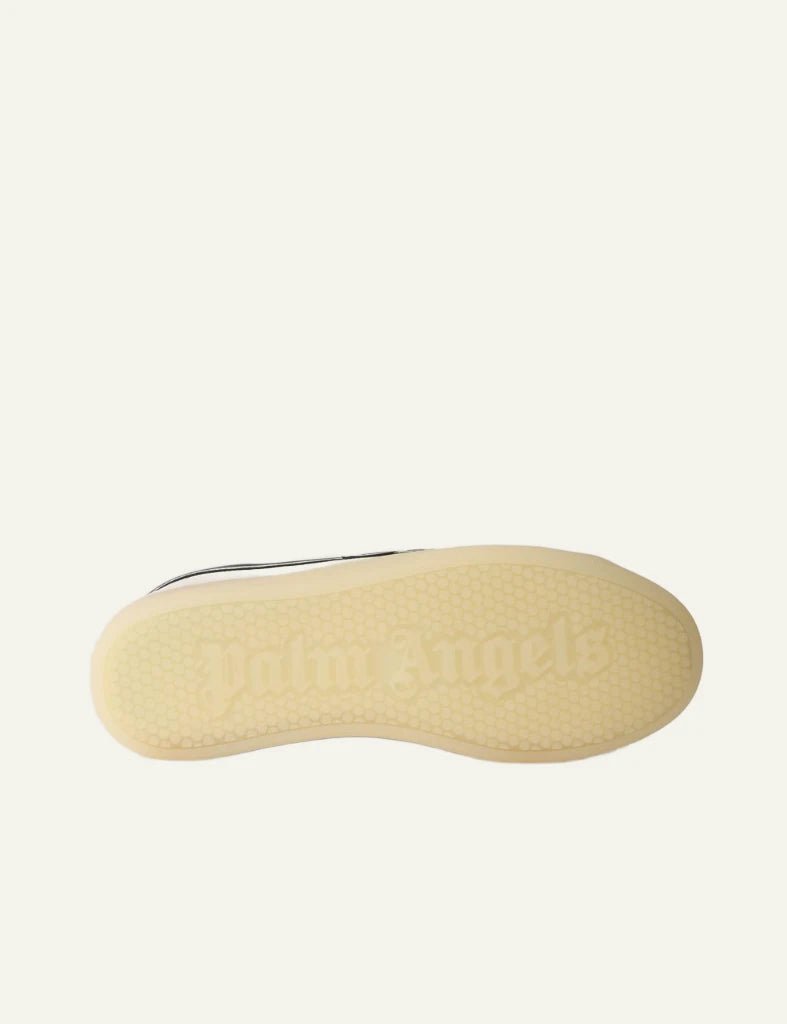 Palm Angels leather sneakers white low top side logo detail outsole view