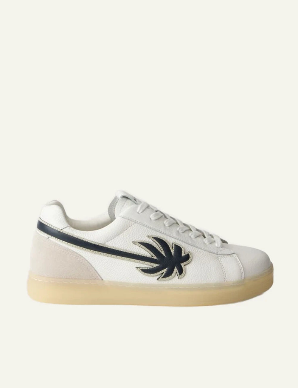 Palm Angels leather sneakers white low top side logo detail side view