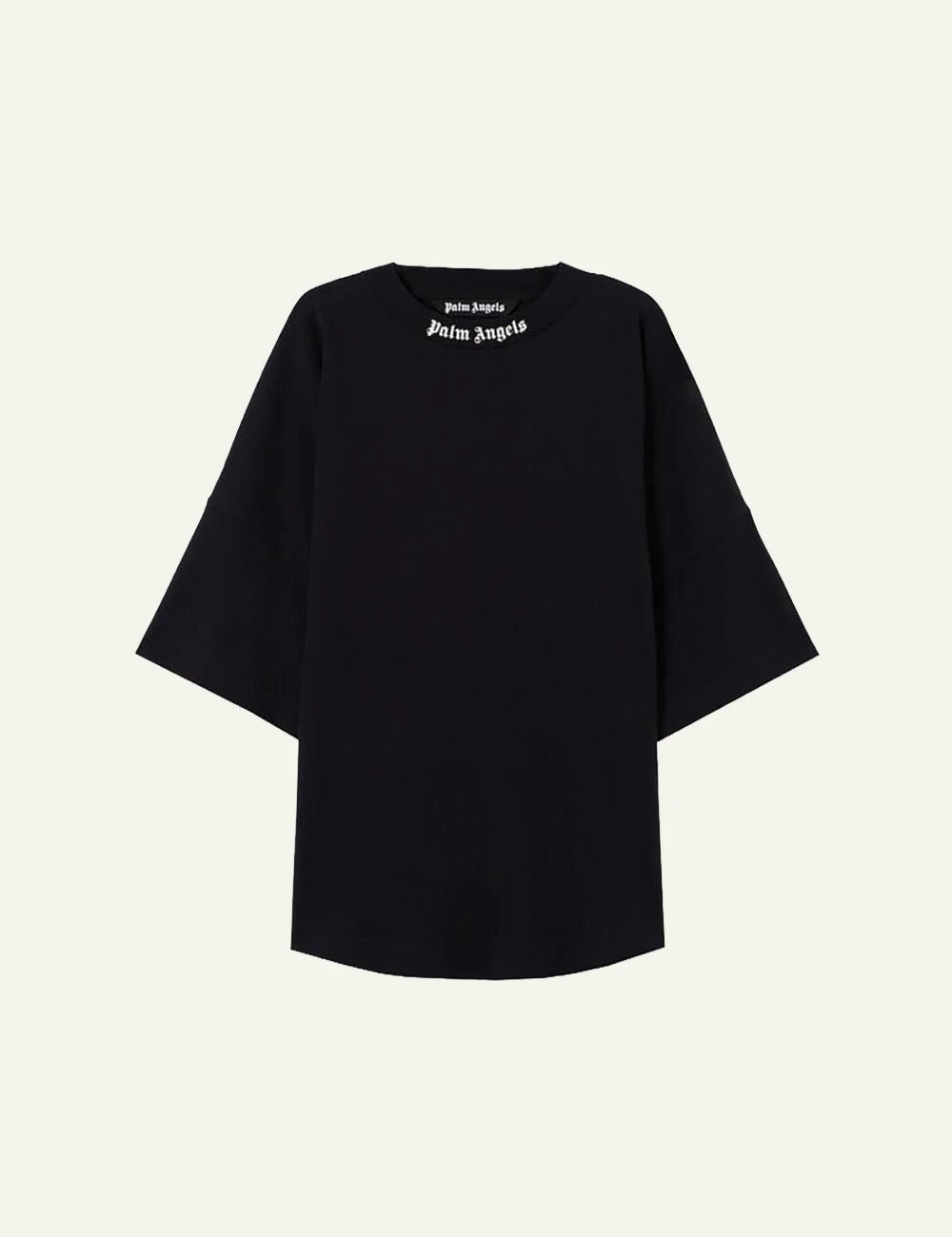 palm angels t shirt black logo collar front flat view