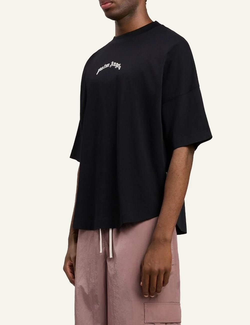 palm angels t shirt black small logo side view