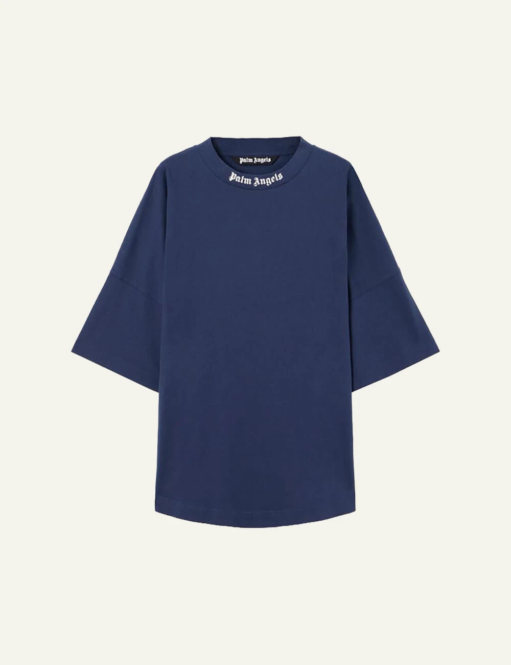 palm angels t shirt blue logo collar front flat view