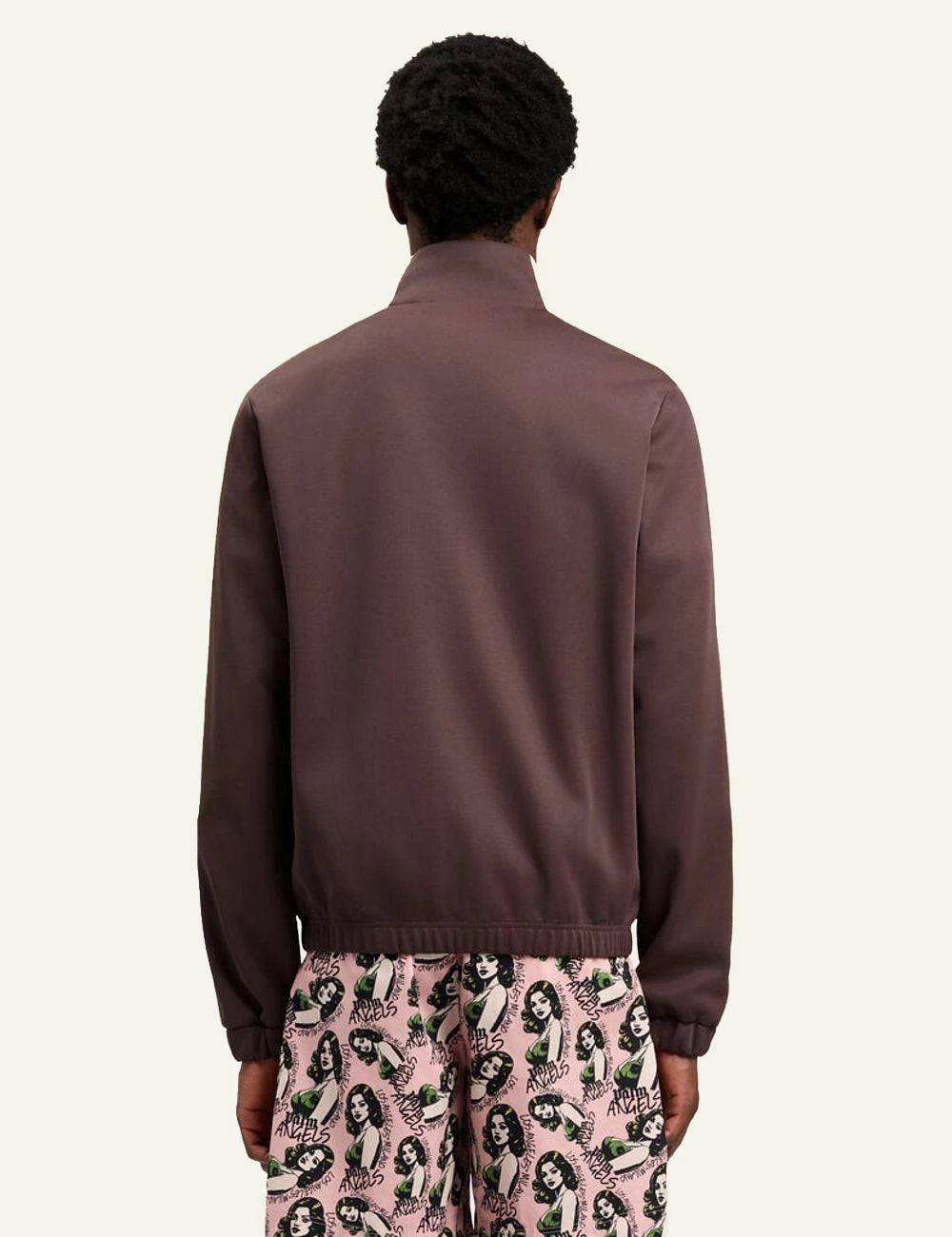 palm angels track jacket brown stripe logo back view