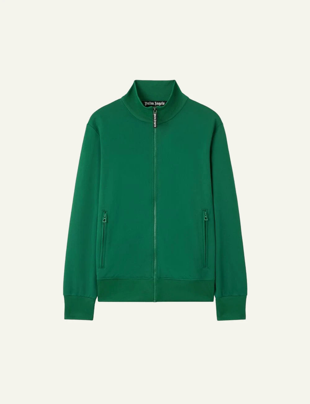 Palm Angels track jacket green zip-up high neck front flat view