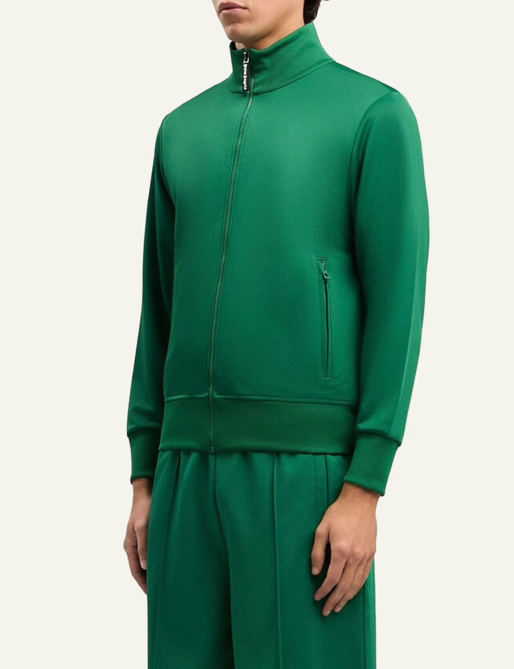 Palm Angels track jacket green zip-up high neck side view