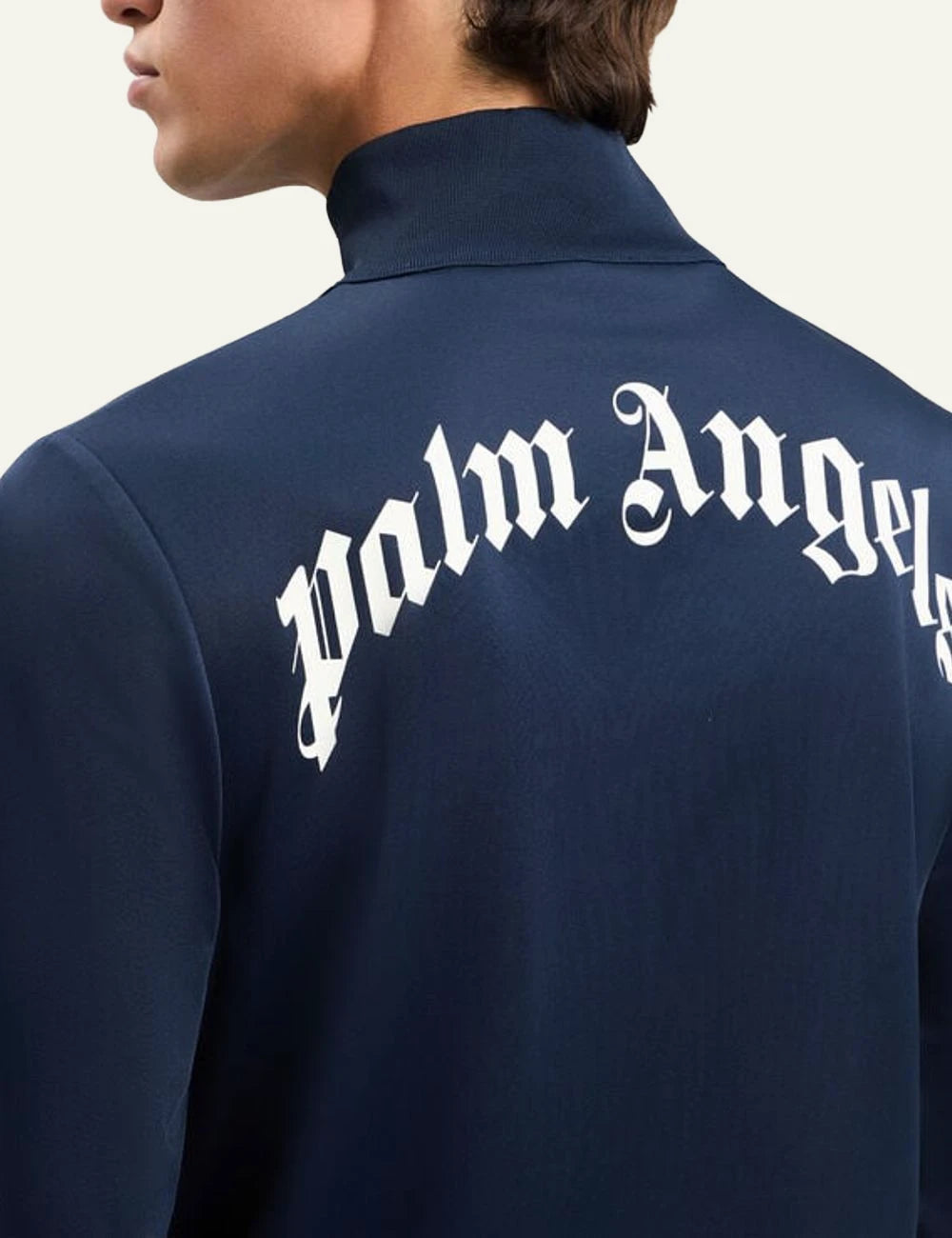 Palm Angels track jacket navy blue zip-up high neck back detail view