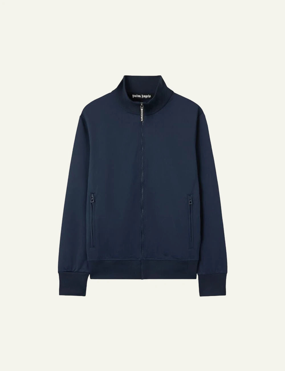Palm Angels track jacket navy blue zip-up high neck front flat view