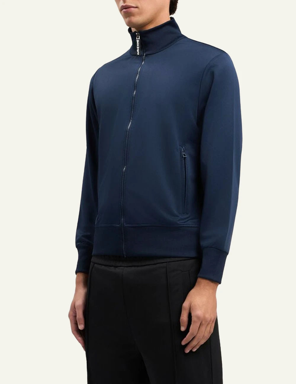 Palm Angels track jacket navy blue zip-up high neck side view