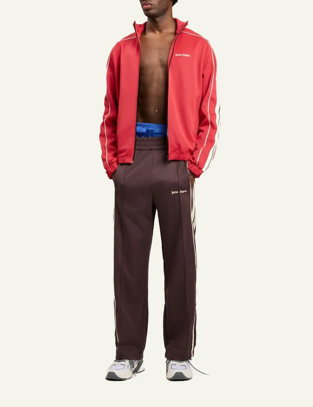 palm angels track jacket red stripe logo front full body view