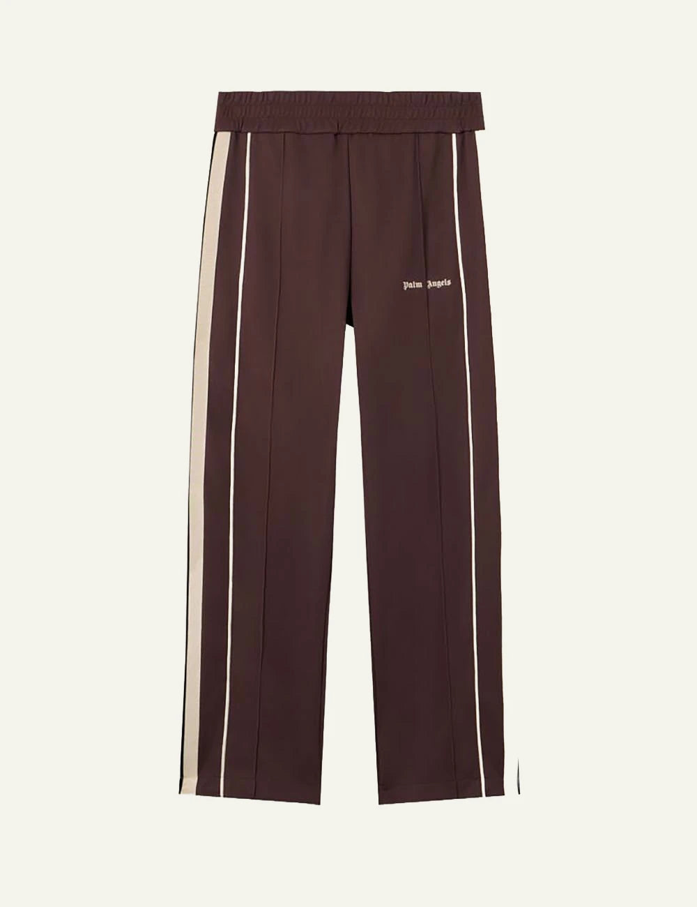 palm angels track pants brown stripe logo front flat view
