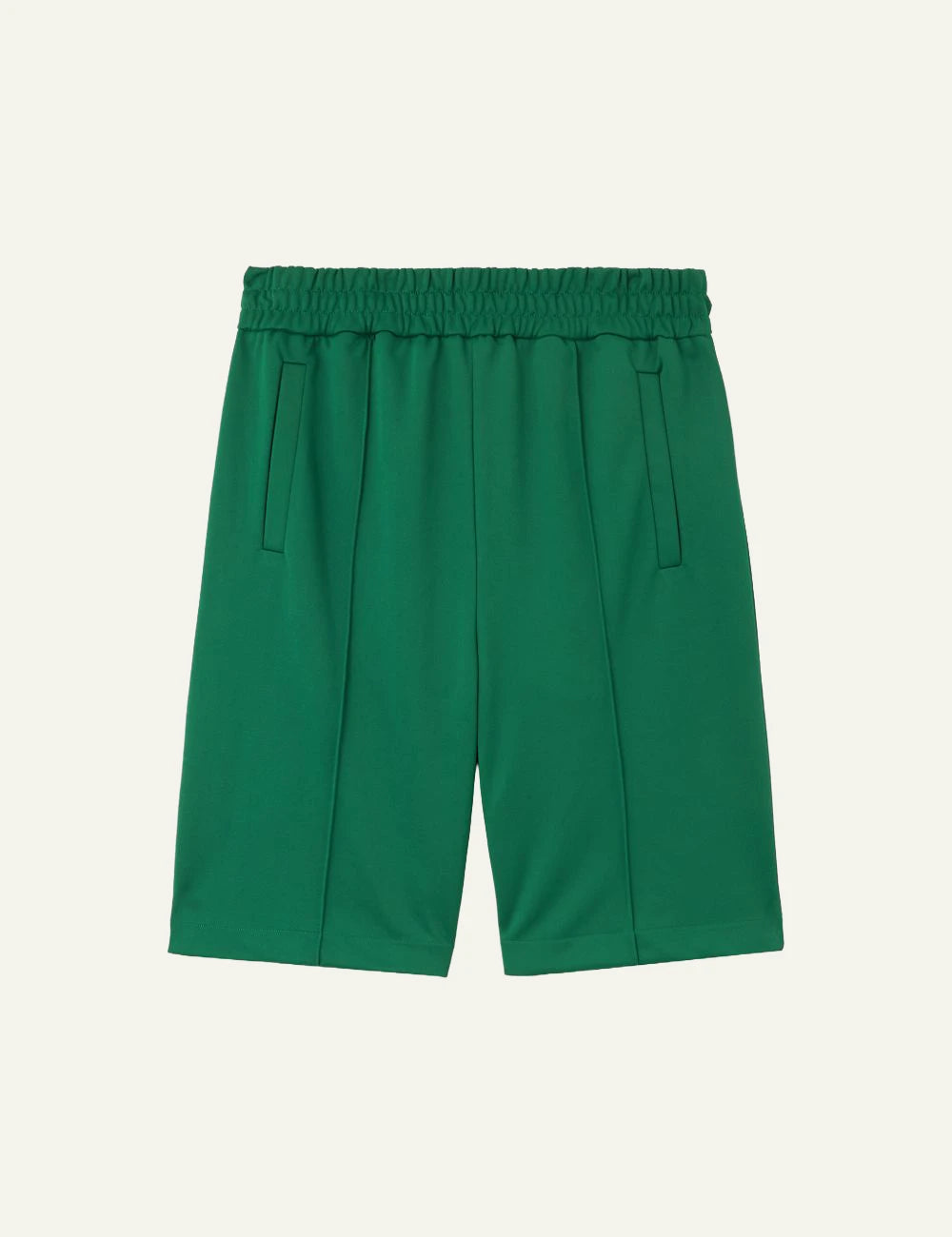 Palm Angels track shorts green elastic waist relaxed fit front flat view