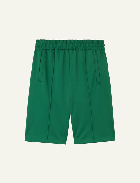 Palm Angels track shorts green elastic waist relaxed fit front flat view