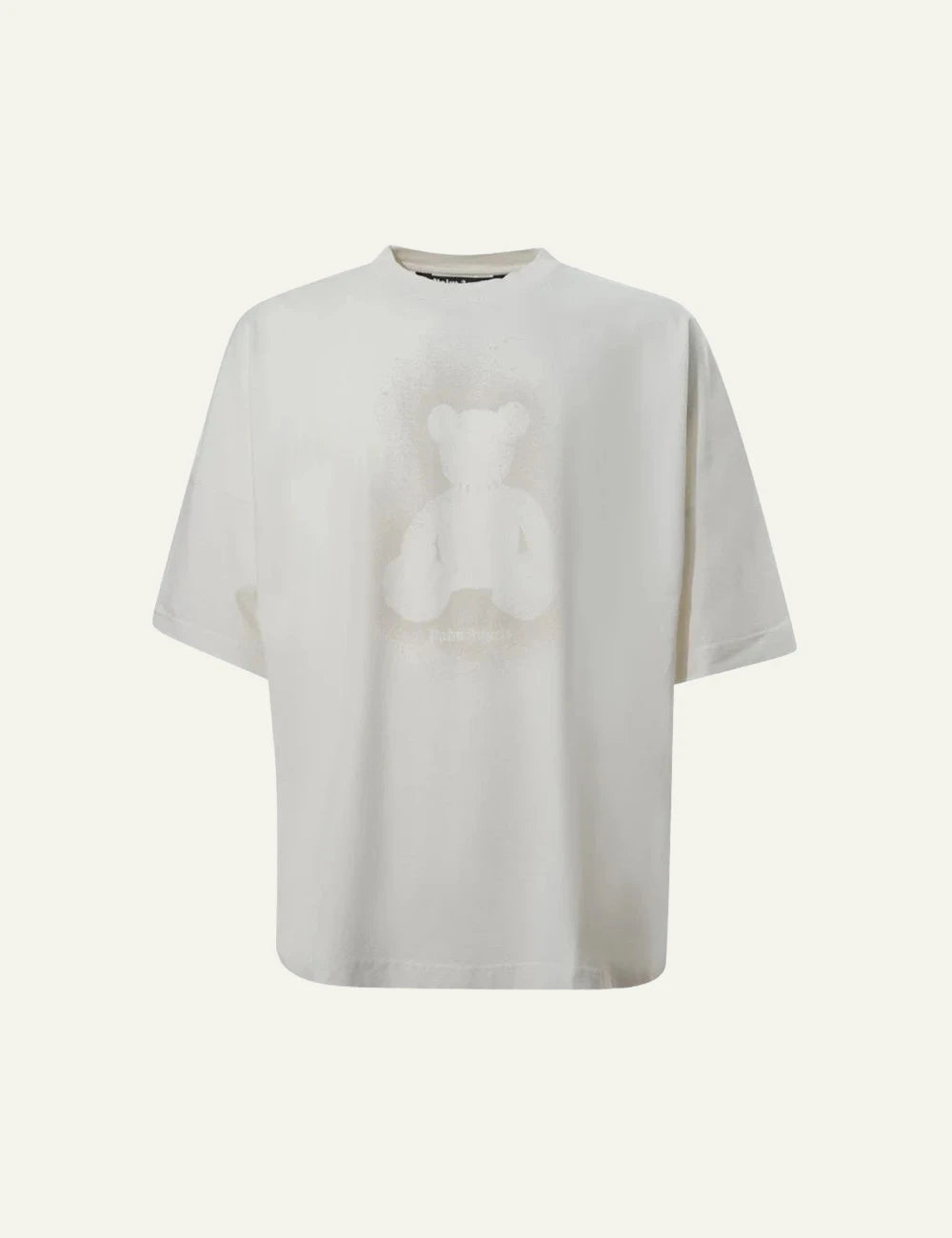 Palm Angels t-shirt off white teddy bear graphic oversized short sleeve front flat view