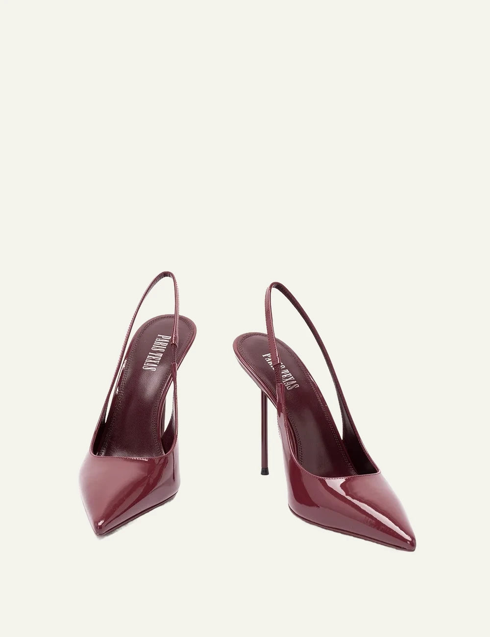Paris Texas Amarena patent leather slingback pumps with stiletto heel front