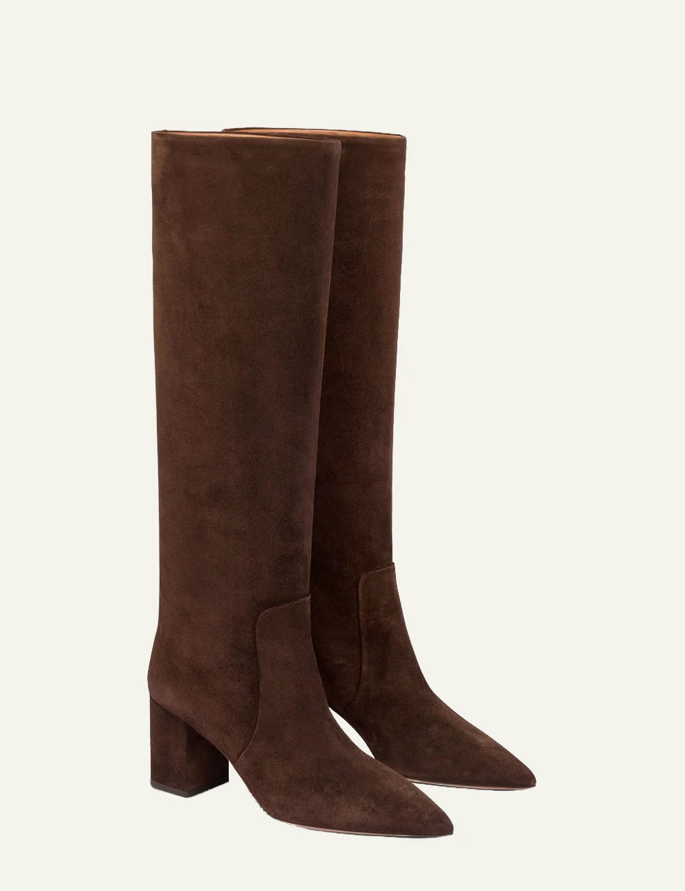 Paris Texas Anja 70 chocolate suede knee high boots side
