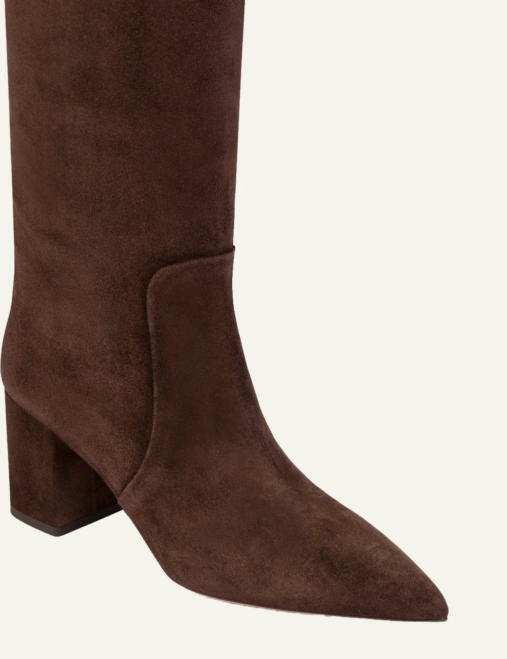 Paris Texas Anja 70 chocolate suede knee high boots angled